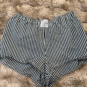 DAIRY BOY Classic Dark Green and White Gingham Pajama Shorts L/XL